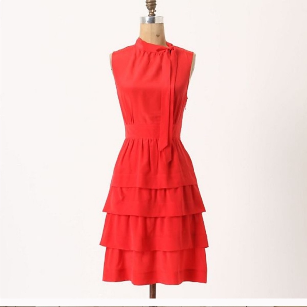 Anthropologie silk red dress
